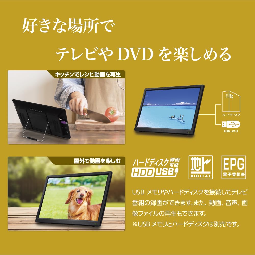 Amazon | OVERTIME DVDプレーヤー搭載15.6インチフルセグポータブル